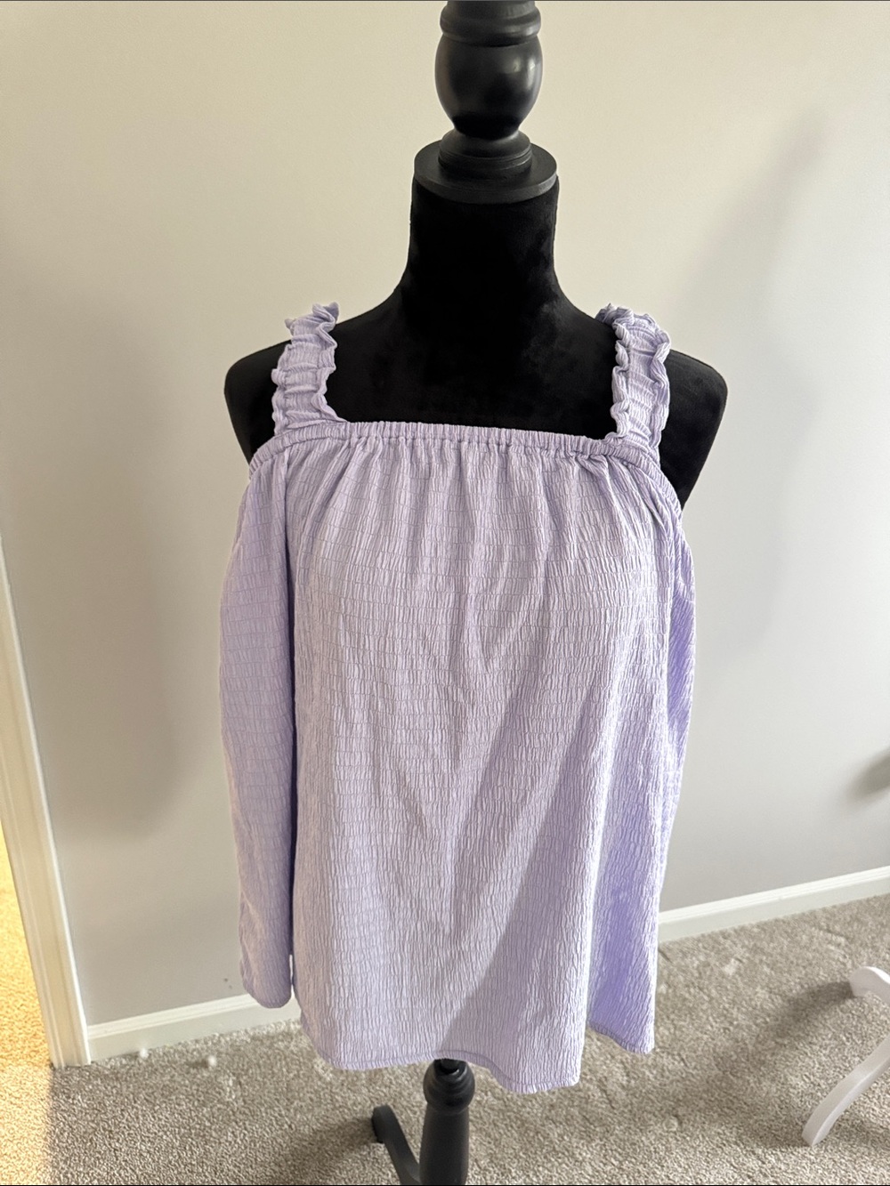 Light Purple Ruffled Strap Off-Shoulder Women's Top
